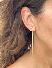 Load image into Gallery viewer, Round Cut Moissanite Dangling Earrings Studs Set In 14K Solid White Gold Bridal Gift Prong Set 3.5 Inches Wedding Gift Anniversary gift 0.70