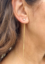 Load image into Gallery viewer, Round Cut Moissanite Dangling Earrings Studs Set In 14K Solid White Gold Bridal Gift Prong Set 3.5 Inches Wedding Gift Anniversary gift 0.70