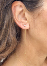 Load image into Gallery viewer, Round Cut Moissanite Dangling Earrings Studs Set In 14K Solid White Gold Bridal Gift Prong Set 3.5 Inches Wedding Gift Anniversary gift 0.70