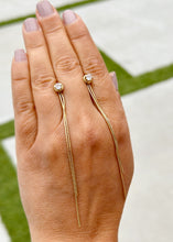 Load image into Gallery viewer, Round Cut Moissanite Dangling Earrings Studs Set In 14K Solid White Gold Bridal Gift Prong Set 3.5 Inches Wedding Gift Anniversary gift 0.70