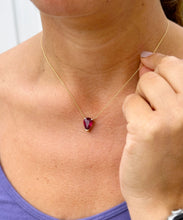 Load image into Gallery viewer, Pear Shape Solitaire Ruby Necklace And Chain In Minimalist And Dainty 14k Solid Yellow Gold Pendant And Chain Gift For Her 3.00ct