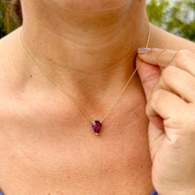 Load image into Gallery viewer, Pear Shape Solitaire Ruby Necklace And Chain In Minimalist And Dainty 14k Solid Yellow Gold Pendant And Chain Gift For Her 3.00ct