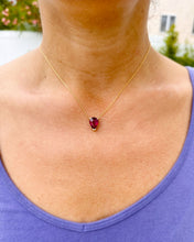 Load image into Gallery viewer, Pear Shape Solitaire Ruby Necklace And Chain In Minimalist And Dainty 14k Solid Yellow Gold Pendant And Chain Gift For Her 3.00ct