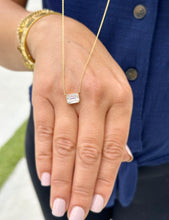 Load image into Gallery viewer, IGI Certified 14k Solid Yellow Gold Emerald Diamond Bezel Set Solitaire Necklace and Chain, Pendant, Bridal, Wedding, Anniversary, 2.00ct