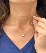 Load image into Gallery viewer, IGI Certified 14k Solid Yellow Gold Emerald Diamond Bezel Set Solitaire Necklace and Chain, Pendant, Bridal, Wedding, Anniversary, 2.00ct