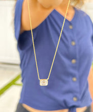 Load image into Gallery viewer, Women's 14k Solid Yellow Gold Emerald Moissanite Bezel Solitaire Necklace And Chain, Pendant, Bridal, Wedding, Anniversary, 2.00ct