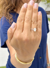 Load image into Gallery viewer, GIA Certified Oval Cut Natural Diamond And Round Sides Engagement Ring 14k Solid Yellow Gold Bridal Ring Wedding Ring Hidden Halo Style 2.00