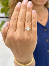 Load image into Gallery viewer, Oval Cut And Round Cut Sides Diamond Engagement Ring Hidden Halo Style IGI Certified 14k Solid White Gold Wedding Bridal Ring 1.70ctw F-VS2