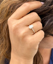 Load image into Gallery viewer, GIA Certified Oval Cut Natural Diamond And Round Sides Engagement Ring 14k Solid Yellow Gold Bridal Ring Wedding Ring Hidden Halo Style 2.00