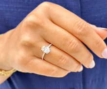 Load image into Gallery viewer, Oval Cut And Round Cut Sides Diamond Engagement Ring Hidden Halo Style IGI Certified 14k Solid White Gold Wedding Bridal Ring 1.70ctw F-VS2