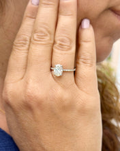 Load image into Gallery viewer, Oval Cut And Round Cut Sides Diamond Engagement Ring Hidden Halo Style IGI Certified 14k Solid White Gold Wedding Bridal Ring 1.70ctw F-VS2