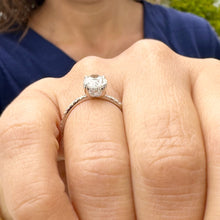 Load image into Gallery viewer, GIA Certified Natual Oval Cut And Round Cut Sides Diamond Engagement Ring Hidden Halo Style 14k Solid White Gold Wedding Bridal Ring 1.70ctw