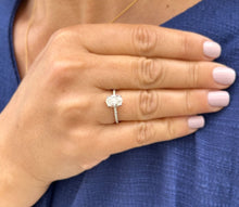 Load image into Gallery viewer, GIA Certified Natual Oval Cut And Round Cut Sides Diamond Engagement Ring Hidden Halo Style 14k Solid White Gold Wedding Bridal Ring 1.70ctw