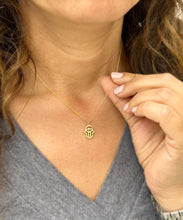 Load image into Gallery viewer, Hamsa Style Pendent And Chain in 14K Solid Yellow Gold Necklace Minimalist Style Wedding Bridal And Anniversary Gift For Her