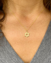 Load image into Gallery viewer, Star Of David Style Pendent And Chain in 14K Solid Yellow Gold Necklace Minimalist Style Wedding Bridal And Anniversary Gift For Her