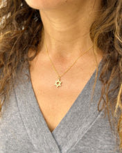 Load image into Gallery viewer, Star Of David Style Pendent And Chain in 14K Solid Yellow Gold Necklace Minimalist Style Wedding Bridal And Anniversary Gift For Her