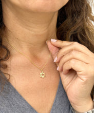 Load image into Gallery viewer, Star Of David Style Pendent And Chain in 14K Solid Yellow Gold Necklace Minimalist Style Wedding Bridal And Anniversary Gift For Her