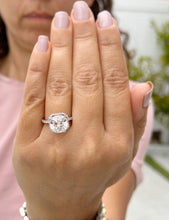 Load image into Gallery viewer, Cushion Cut Moissanite And Round Cut Natural Sides Diamonds Engagement Ring In 14k Solid White Gold Bridal Ring Halo Style Wedding Ring 5.70