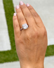 Load image into Gallery viewer, Cushion Cut Moissanite And Round Cut Natural Sides Diamonds Engagement Ring In 14k Solid White Gold Bridal Ring Halo Style Wedding Ring 5.70