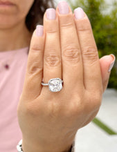 Load image into Gallery viewer, Cushion Cut Moissanite And Round Cut Natural Sides Diamonds Engagement Ring In 14k Solid White Gold Bridal Ring Halo Style Wedding Ring 5.70