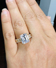 Load image into Gallery viewer, Emerald Cut Diamonds Engagement Ring Set In IGI Certified 14k Solid And Heavy Yellow Gold Wedding Bridal Ring Large 6.00ctw F-VS2
