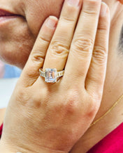 Load image into Gallery viewer, Emerald Cut Diamonds Engagement Ring Set In IGI Certified 14k Solid And Heavy Yellow Gold Wedding Bridal Ring Large 6.00ctw F-VS2