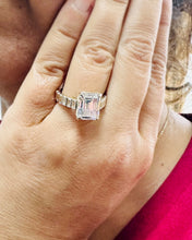 Load image into Gallery viewer, Emerald Cut Diamonds Engagement Ring Set In IGI Certified 14k Solid And Heavy Yellow Gold Wedding Bridal Ring Large 6.00ctw F-VS2