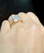 Load image into Gallery viewer, Emerald Cut Diamonds Engagement Ring Set In IGI Certified 14k Solid And Heavy Yellow Gold Wedding Bridal Ring Large 6.00ctw F-VS2