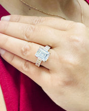 Load image into Gallery viewer, Emerald Cut Diamonds Engagement Ring Set In IGI Certified 14k Solid And Heavy Yellow Gold Wedding Bridal Ring Large 6.00ctw F-VS2