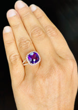 Load image into Gallery viewer, Cushion Cut Natural Amethyst And Round Cut Natural Diamonds Ring In 14k Solid Yellow Gold Anniversary Engagement Halo Split Shank Style 5.70