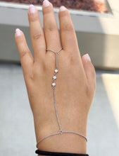 Load image into Gallery viewer, Finger Bracelet Moissanites Ring Bracelet In 14k Solid White Gold Hand Chain Bracelet Bezel Set Chain Bracelet Gift 0.30ctw