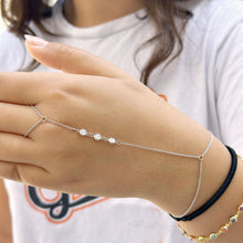 Load image into Gallery viewer, Finger Bracelet Moissanites Ring Bracelet In 14k Solid White Gold Hand Chain Bracelet Bezel Set Chain Bracelet Gift 0.30ctw