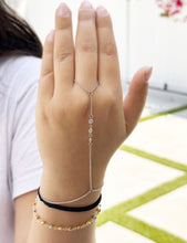 Load image into Gallery viewer, Finger Bracelet Moissanites Ring Bracelet In 14k Solid White Gold Hand Chain Bracelet Bezel Set Chain Bracelet Gift 0.30ctw