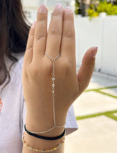 Load image into Gallery viewer, Finger Bracelet Moissanites Ring Bracelet In 14k Solid White Gold Hand Chain Bracelet Bezel Set Chain Bracelet Gift 0.30ctw