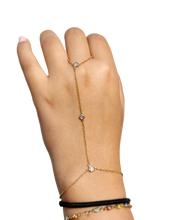 Load image into Gallery viewer, Finger Bracelet CVD Diamond Ring Bracelet 14k Solid White Gold Gold Hand Chain Diamond Bracelet Chain Diamond Bracelet Bezel Set 0.30ctw