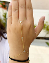 Load image into Gallery viewer, Finger Bracelet CVD Diamond Ring Bracelet 14k Solid White Gold Gold Hand Chain Diamond Bracelet Chain Diamond Bracelet Bezel Set 0.30ctw