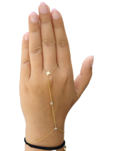 Load image into Gallery viewer, Finger Bracelet CVD Diamond Ring Bracelet 14k Solid White Gold Gold Hand Chain Diamond Bracelet Chain Diamond Bracelet Bezel Set 0.30ctw