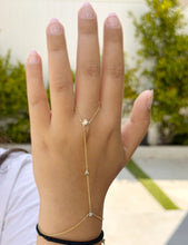 Load image into Gallery viewer, Finger Bracelet CVD Diamond Ring Bracelet 14k Solid White Gold Gold Hand Chain Diamond Bracelet Chain Diamond Bracelet Bezel Set 0.30ctw