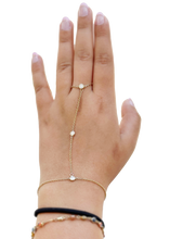 Load image into Gallery viewer, Finger Bracelet CVD Diamond Ring Bracelet 14k Solid White Gold Gold Hand Chain Diamond Bracelet Chain Diamond Bracelet Bezel Set 0.30ctw