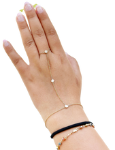 Load image into Gallery viewer, Finger Bracelet CVD Diamond Ring Bracelet 14k Solid White Gold Gold Hand Chain Diamond Bracelet Chain Diamond Bracelet Bezel Set 0.30ctw