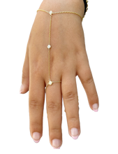 Load image into Gallery viewer, Finger Bracelet CVD Diamond Ring Bracelet 14k Solid White Gold Gold Hand Chain Diamond Bracelet Chain Diamond Bracelet Bezel Set 0.30ctw