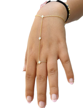 Load image into Gallery viewer, Finger Bracelet CVD Diamond Ring Bracelet 14k Solid White Gold Gold Hand Chain Diamond Bracelet Chain Diamond Bracelet Bezel Set 0.30ctw