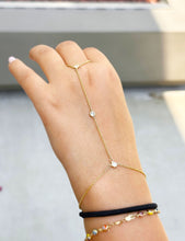 Load image into Gallery viewer, Finger Bracelet CVD Diamond Ring Bracelet 14k Solid White Gold Gold Hand Chain Diamond Bracelet Chain Diamond Bracelet Bezel Set 0.30ctw