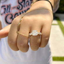 Load image into Gallery viewer, Cushion Cut And Round Cut Side Diamond Engagement Ring IGI Certified Double Halo 14k Solid Yellow Gold Bridal Halo Wedding Ring 7.50ctw