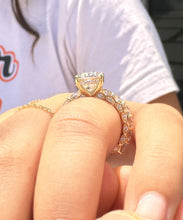 Load image into Gallery viewer, Cushion Cut And Round Cut Side Diamond Engagement Ring IGI Certified Double Halo 14k Solid Yellow Gold Bridal Halo Wedding Ring 7.50ctw