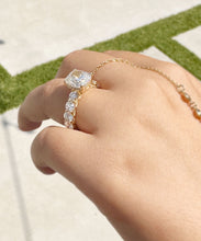 Load image into Gallery viewer, Cushion Cut And Round Cut Side Diamond Engagement Ring IGI Certified Double Halo 14k Solid Yellow Gold Bridal Halo Wedding Ring 7.50ctw