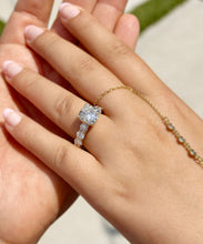 Load image into Gallery viewer, Cushion Cut And Round Cut Side Diamond Engagement Ring IGI Certified Double Halo 14k Solid Yellow Gold Bridal Halo Wedding Ring 7.50ctw