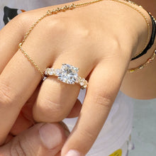 Load image into Gallery viewer, Cushion Cut And Round Cut Side Diamond Engagement Ring IGI Certified Double Halo 14k Solid Yellow Gold Bridal Halo Wedding Ring 7.50ctw