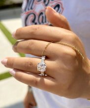 Load image into Gallery viewer, Cushion Cut And Round Cut Side Diamond Engagement Ring IGI Certified Double Halo 14k Solid Yellow Gold Bridal Halo Wedding Ring 7.50ctw