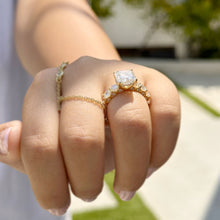 Load image into Gallery viewer, Cushion Cut And Round Cut Side Diamond Engagement Ring IGI Certified Double Halo 14k Solid Yellow Gold Bridal Halo Wedding Ring 7.50ctw